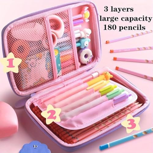 Image of Umadiya Premium Eva 3D Cover Large Capacity Pencil Case Compartments, School Pouch Stylish Pen Holder (Pink Unicorn)
