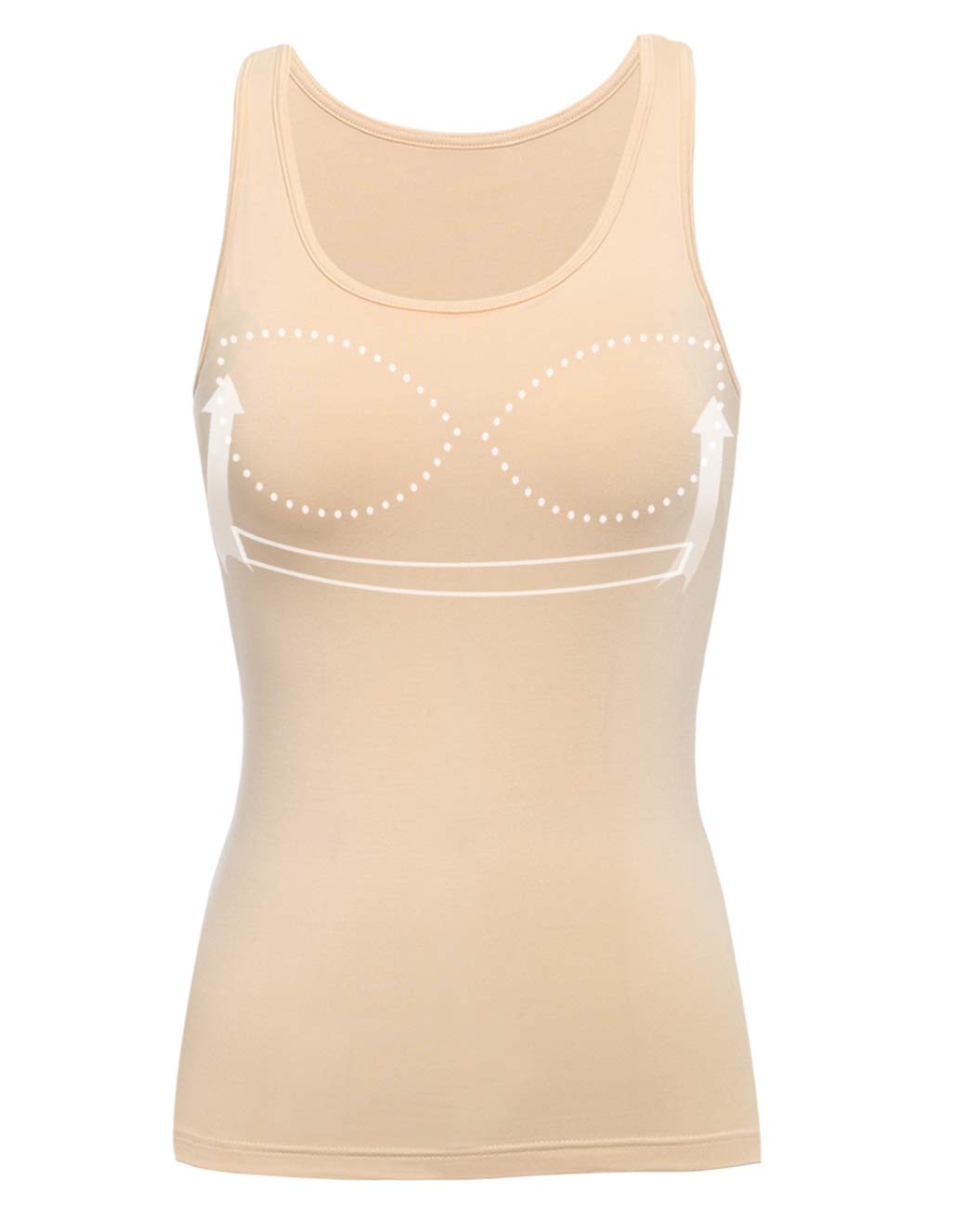 Débardeur Femme Avec Soutien-gorge Intégré - Coton, Rembourré, Col Rond - Taille Grande, été, Décontracté