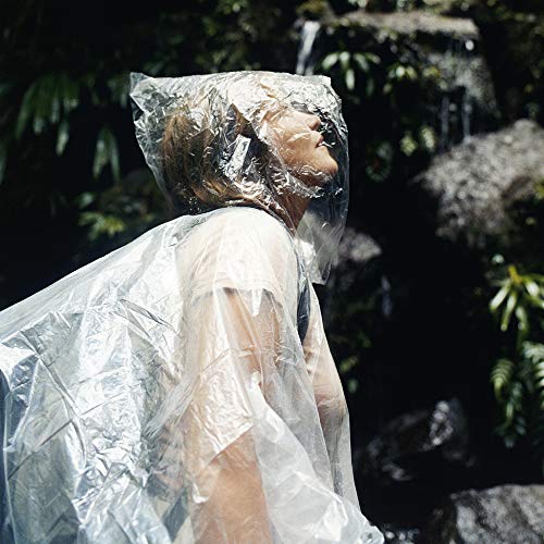 Samshow Disposable Rain Ponchos - Raincoat with Hood(6 Pack)- Emergency Disposable Rain Ponchos Family Pack for Adults,Perfect for Outdoors,Theme Parks,Hiking,Camping,School Sporting