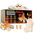 KoleSummit Mini Fire Stick with Fire Starters Gloves 4" Kiln Dried Pine Small Barkless Kindling Logs Compatible with Wood Stoves, Tabletop Fire Pits, BBQ Grills & Pizza Ovens, 4 lb Box