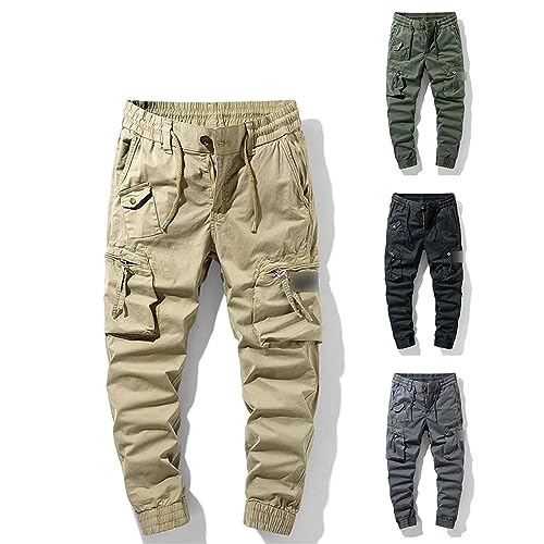 Spring Autumn Men's Cotton Cargo Pants Clothing Casual Elastic Waist Pantalones Jogging Hiking Pants Men2