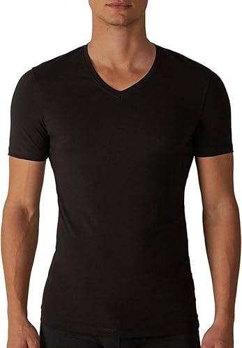 RICHBELL 3 Magliette Intimo Uomo Mezza Manica in Puro Cotone, Scollo v, Colore Nero Blu Avion, Taglie assotite dalla S alla XXXL (XXL)