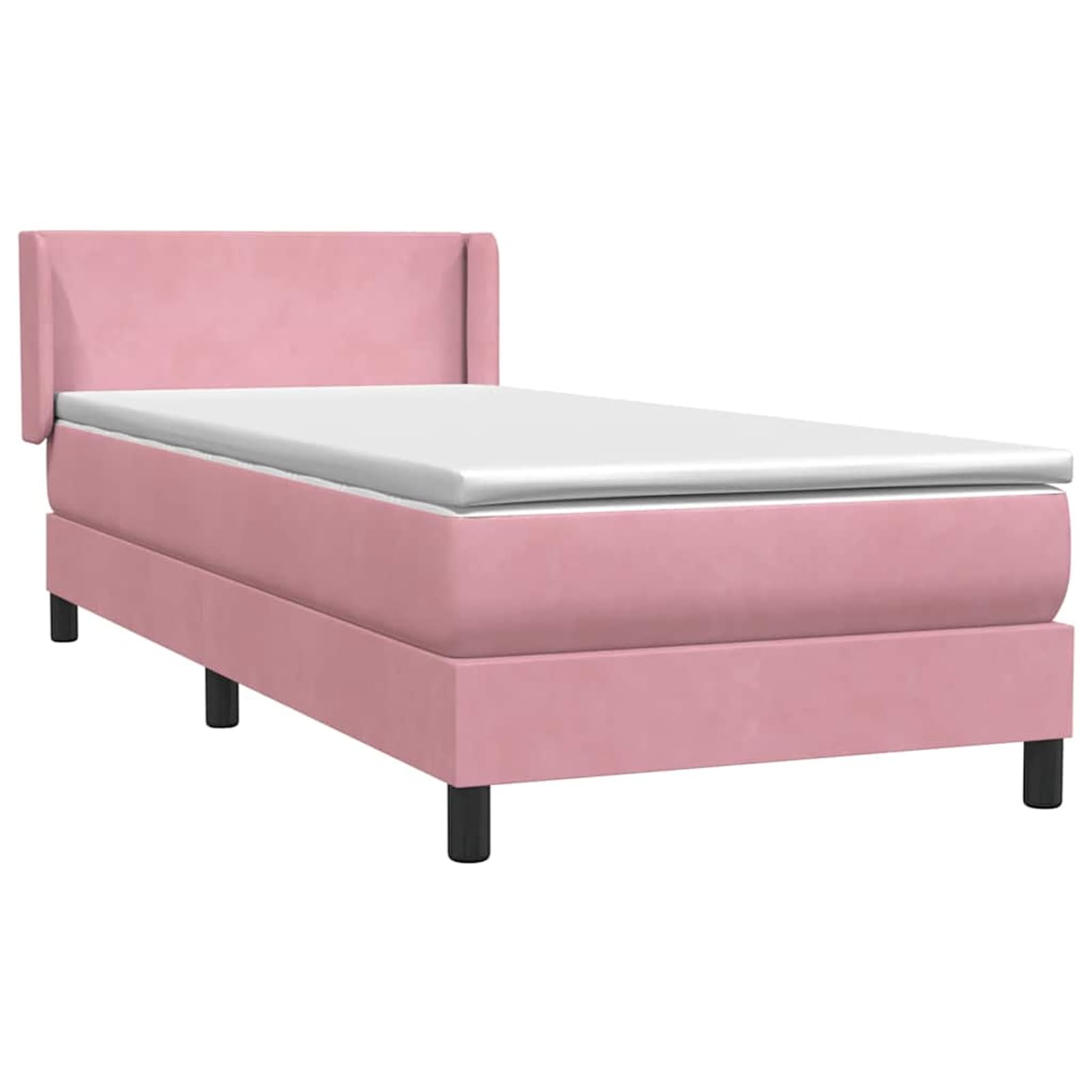 ATOMSTACK MAKER Letto a molle, rosa, 90 x 210 cm, con materasso a molle insacchettate, testiera in velluto regolabile e coprimaterasso traspirante, morbido, confortevole e facile da pulire