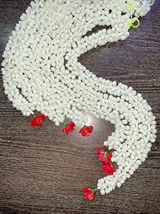sapna Artificial Jasmine Buds (Mogra) & Rose Strings garlands for Festivals Pooja Wedding Housewarming Diwali Decorations pack of 3