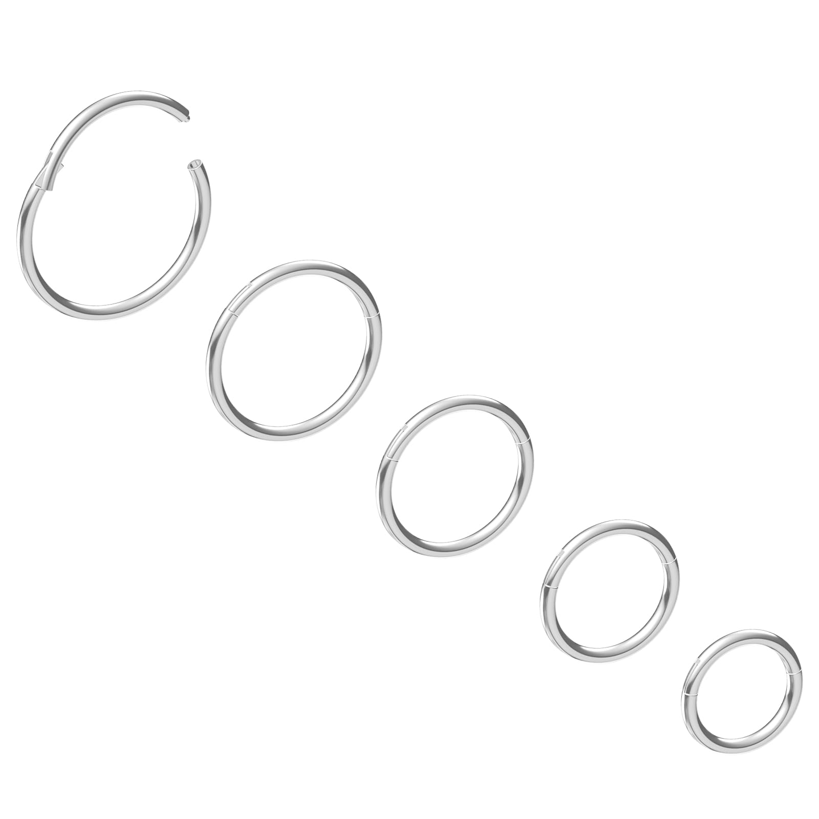 NewkeepsR 6G/8G/10G/12G/14G/16G/18G/20G Steel Nose Ring Hoop Piercing,Septum Lip Helix Cartilage Rook Body Jewellery,Diameter From 5mm to 14mm, Gold-Rose Gold-Silver tone-Black