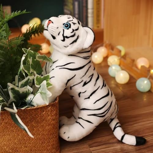 Image of Tickles Standing Siberian White Tiger Soft Stuffed Plush Animal Toy for Kids Boys & Girls Birthday Gift (Color: White Size: 30 cm)