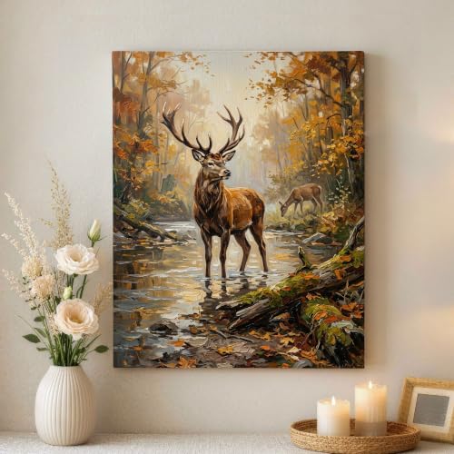 Pintura de hojas de otoño con realismo natural sobre lienzo de alta calidad