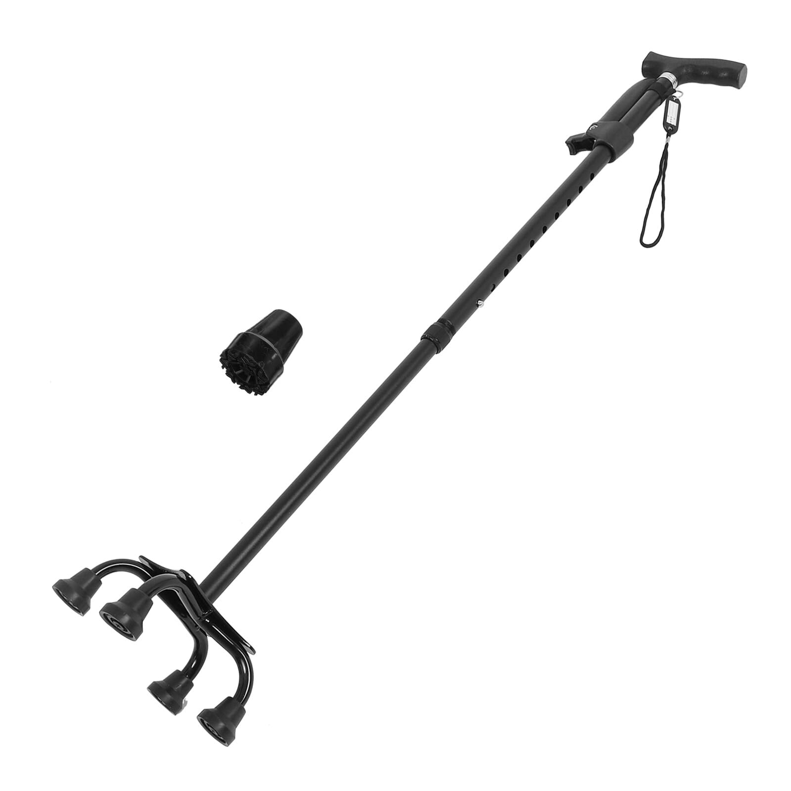 Bastón Plegable de Aluminio Ajustable Bastón de Metal para Personas Mayores Ayuda para Caminar Mango Antideslizante Desmontable para Paseos al Aire