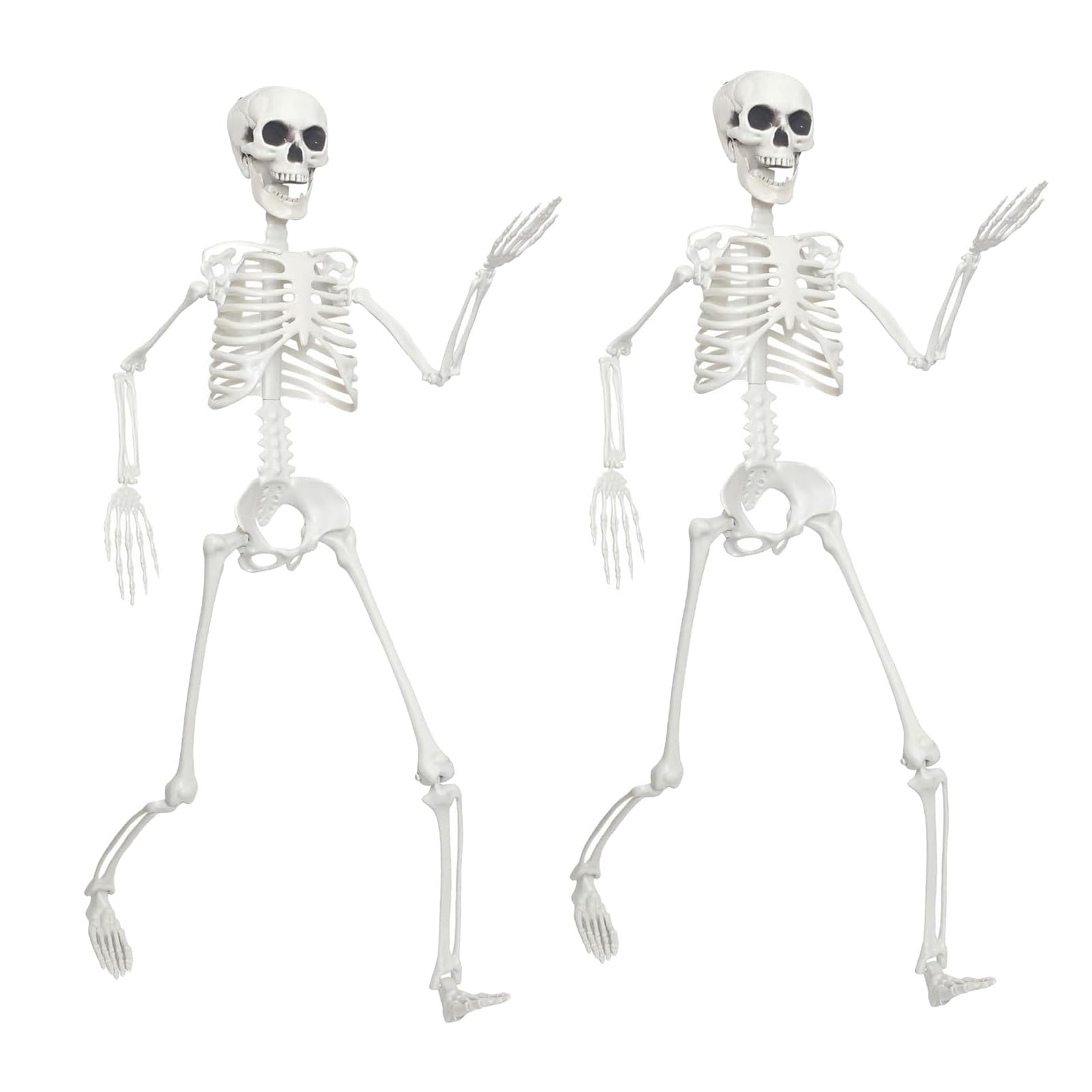Halloween Posable Skeletons, Skeleton Full Body, Realistic Life Size Human Skeleton Bones with Movable Joints for Indoor or Outdoor Garden Decor, Christmas Day and Other Party Decorations 2pcs