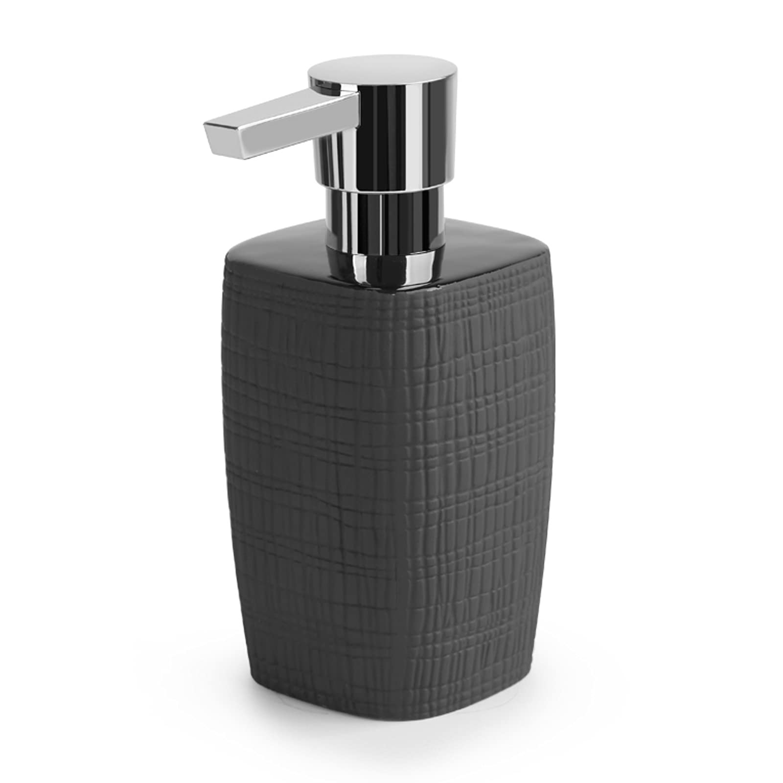 Dispenser di Sapone in Ceramica per Bagno, casa, Hotel, flacone Dispenser per lozione, Shampoo, Testina a Pompa cromata, Ricaricabile (Colore: Nero)
