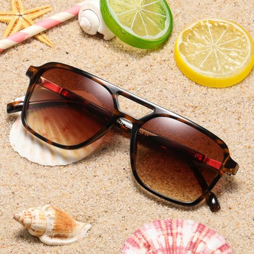 DUSHINE Retro Rectangular Aviator Sunglasses for Women Trendy Shades Sun Glasses UV400 Protection3