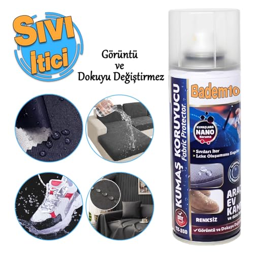 200 ml renksiz kumaş koruyucu sprey; ayakkabı, kıyafet, koltuk, çadır ve çanta için