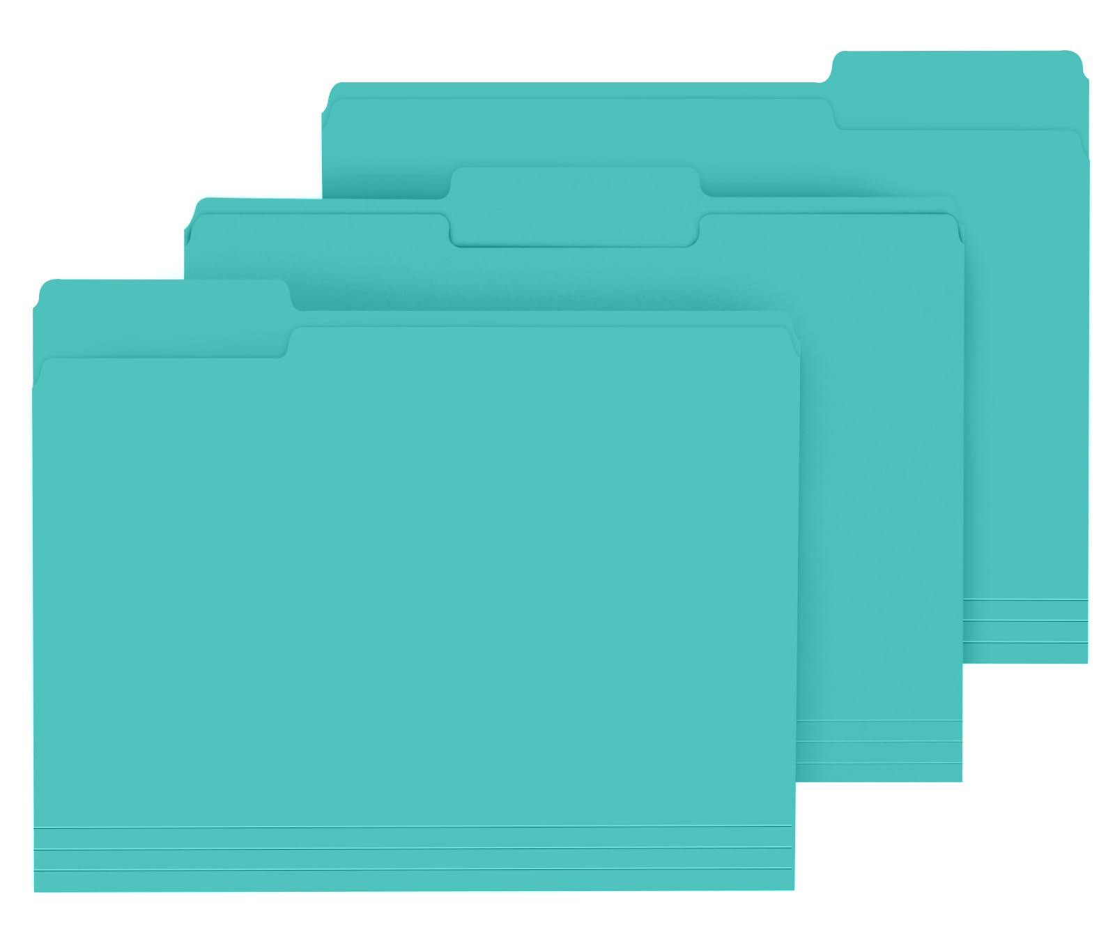 PANDRI Colored File Folders, 120 Pack 1/3 Cut Tab File Folder, Aqua | Colored Manila Folder With Tabs for Filing and Organization, Letter Size, 1/3 Cut Tab, Sturdy with Tabs for Office Classroom