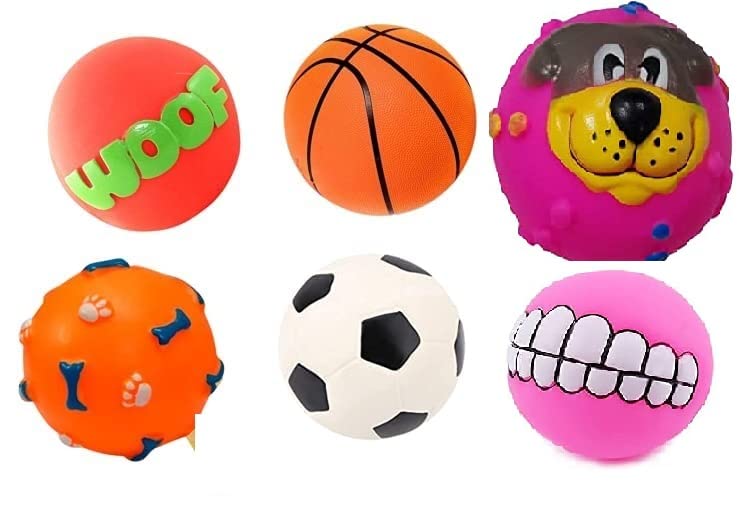 Pet Guard Chew Toys Teeth Ball for Dogs, Fun Pet Toy with Human Smile Design & Squeaker, Nontoxic for Puppy Small Medium or Large Chew Toy, Squeak Squeaky Pet Ball Suitable of All Breeds Pack of 6 (B09ZYK6ZJ7) Amazon Price History, Amazon Price Tracker