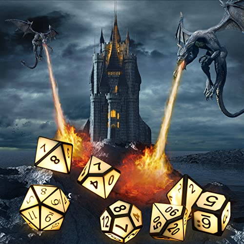 Htpow Light Up Dnd Dice Set Of 7 Usb Rechargeable Role Playing Dice With Charging Box, Shake To Light Up Led Dice For Dungeons And Dragons Role Playing Tabletop Games #TOP3