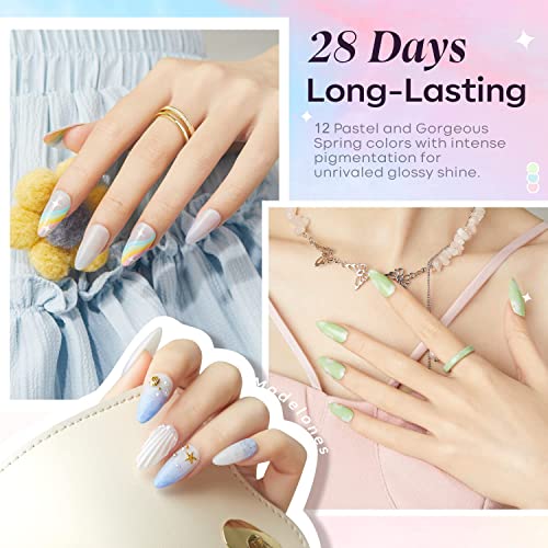 Modelones Gel Nail Kit, 12 Colors Pink Macaron Candy Colors Gel Nail Polish Set including Lamp Starter Kit - Image 2