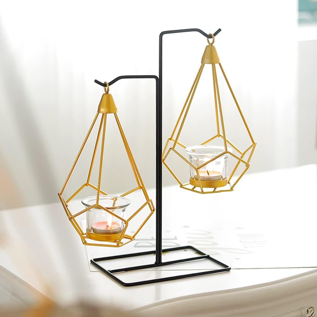 Candle Holder Nordic Wrought Iron Geometric Chandelier Suitable for Dinner Living Room Kitchen Dining Room