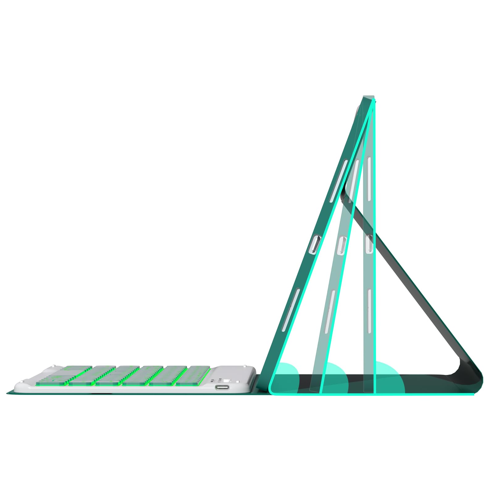 Green,GUPENAA Etui z klawiaturą do Xiaomi Mi Pad 6/6 Pro 11" 2023, 7-kolorowe Podświetlenie, Wbudowany Uchwyt na Ołówek, Magnetyczna Odłączana Bezprzewodowa Klawiatura Bluetooth z Myszką