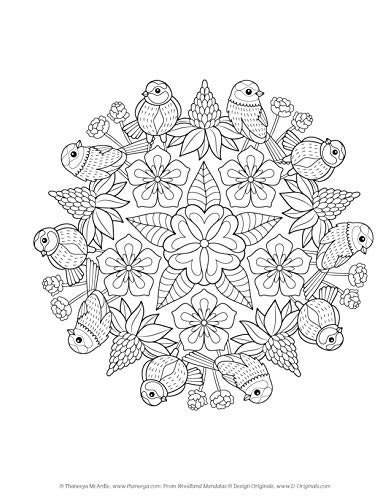 Woodland Mandalas Coloring Book (Design Originals) 40 Nature-Inspired Designs with Flowers, Butterflies, Chipmunks, Birds, and Other Seasonal Signs of Spring, on Perforated Pages (Coloring Is Fun) - Image 4