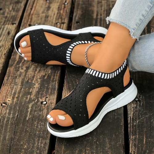 Sandales d'été tendance légères unies bout en résille confortables
