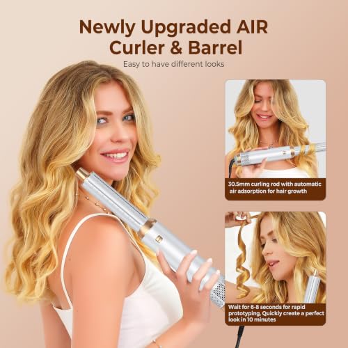 Image of 5 in 1 Blow Dryer Brush, Upgrade Hair Dryer Brush Air Curler Air Curl Wrap