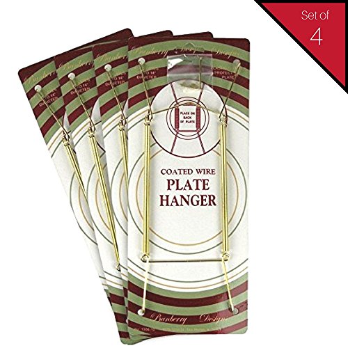 Banberry Designs Brass Vinyl Coated Plate Hanger 10 To 14 Inch Pack Of 4 Hangers - Plate Hangers For The Wall #TOP1