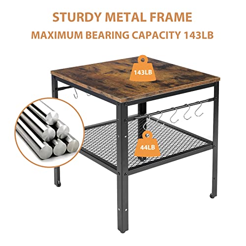 Rustic End Table, 2-Tier Side Table With Adjustable Height Shelf, 19.7" X 19.7" X 24", 143 Lb Weight Capacity, Great For Mini Fridge Stand, Printer Stand, Aquarium Stand, Nightstand, Coffee Table #TOP3