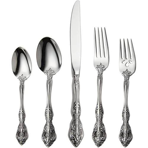 forMichelangelo Flatware Sets for 12, Elegant 18/10 Stainless Steel Silverware Set, Cutlery Sets for 12 People, Dishwasher Safe (60pcs, Silver)