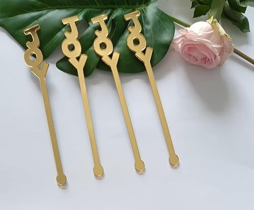 20 palitos Joy Swizzle, palitos de Navidad, decoración de boda, agitadores de bebidas, decoración de bar para eventos, fiesta (espejo dorado)