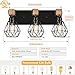FadimiKoo 3-Light Farmhouse Bathroom Vanity Light Fixtures, Wood Bathroom Lighting Over Mirror, Black Vanity Lights with Metal Lampshade, Vintage Wall Light Fixtures for Bedroom, Living Room, Hallway
