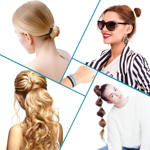 DWKFEOQ 120PCS DWKFEOQ Black Hair Ties for Women Girls, Elastic Ponytail Holders, Cotton Seamless Hair Bands, No Damage for Thick Hair, 1.8 Inch in Diameter (Black)