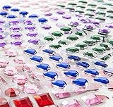 Self-Adhesive Jewels Multi-Color Assorted Gems - Rhinestones, Hearts, Diamonds, Stars Stickers for Arts & Crafts Projects, Scrap Book and Sewing Projects Mess Free (500 Assorted Sticker Gems)