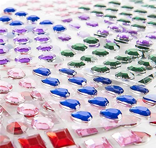 Self-Adhesive Jewels Multi-Color Assorted Gems - Rhinestones, Hearts, Diamonds, Stars Stickers for Arts & Crafts Projects, Scrap Book and Sewing Projects Mess Free (500 Assorted Sticker Gems)