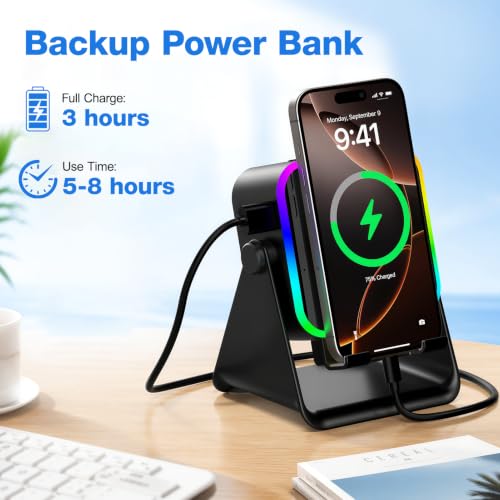 Image of TARKARI Wireless Induction Speaker, Bluetooth Speaker with Phone Stand & RGB Light, HD Surround Sound, Compatible with iPhone Android iPad Samsung, Birthday Gift for Men Women