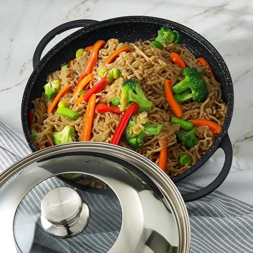 Wok Eurocast aluminio fundido 12.5" 5 qt con tapa miniatura 3