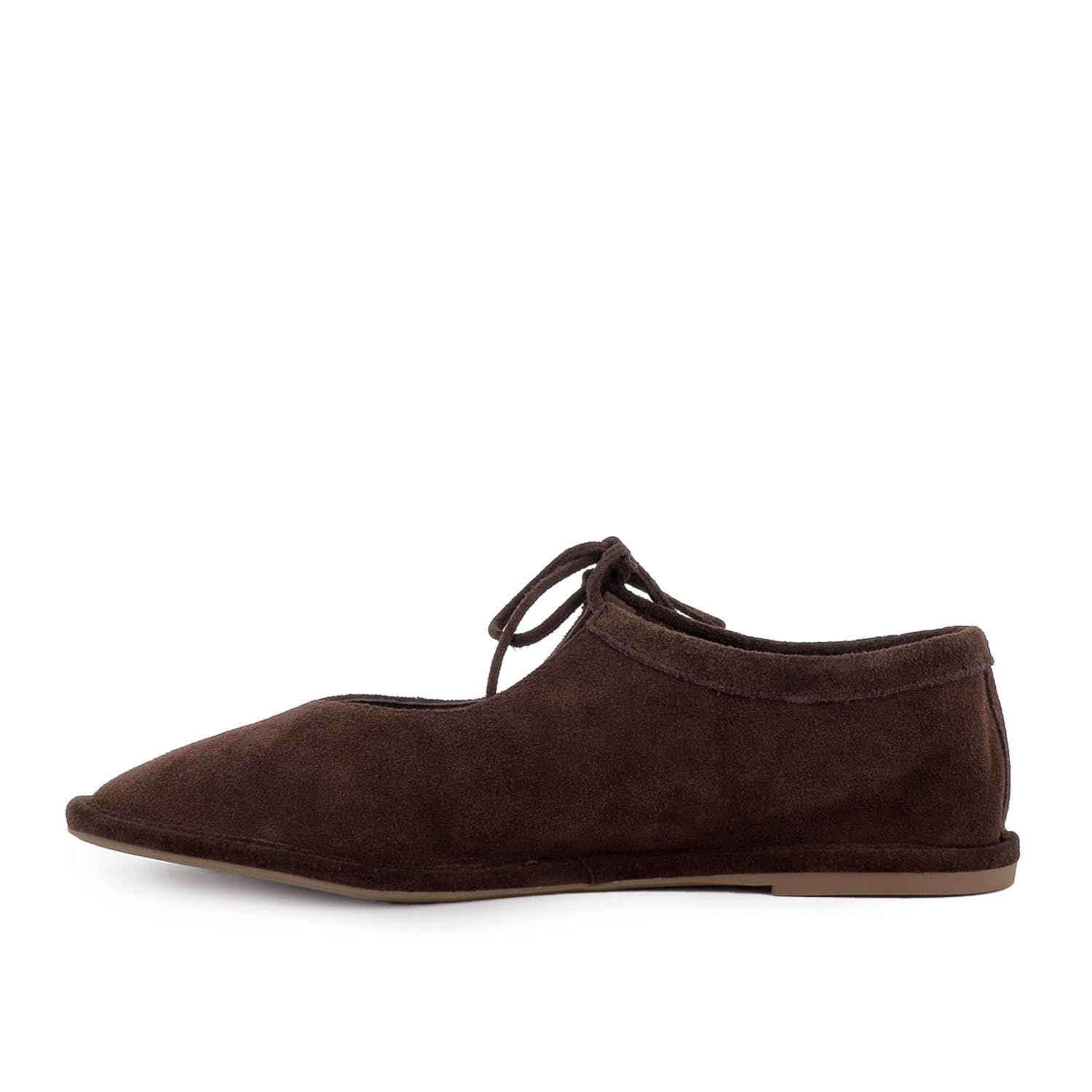 Zapato Cordones Piel Serraje Flexible Plano Mujer Marron para: Mujer