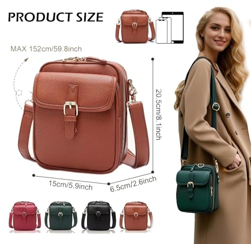 Crossbody Leather Bag for Women, Anti-Theft Shoulder Handbag Messenger Bag with Built in Wallet Large Capacity 5
