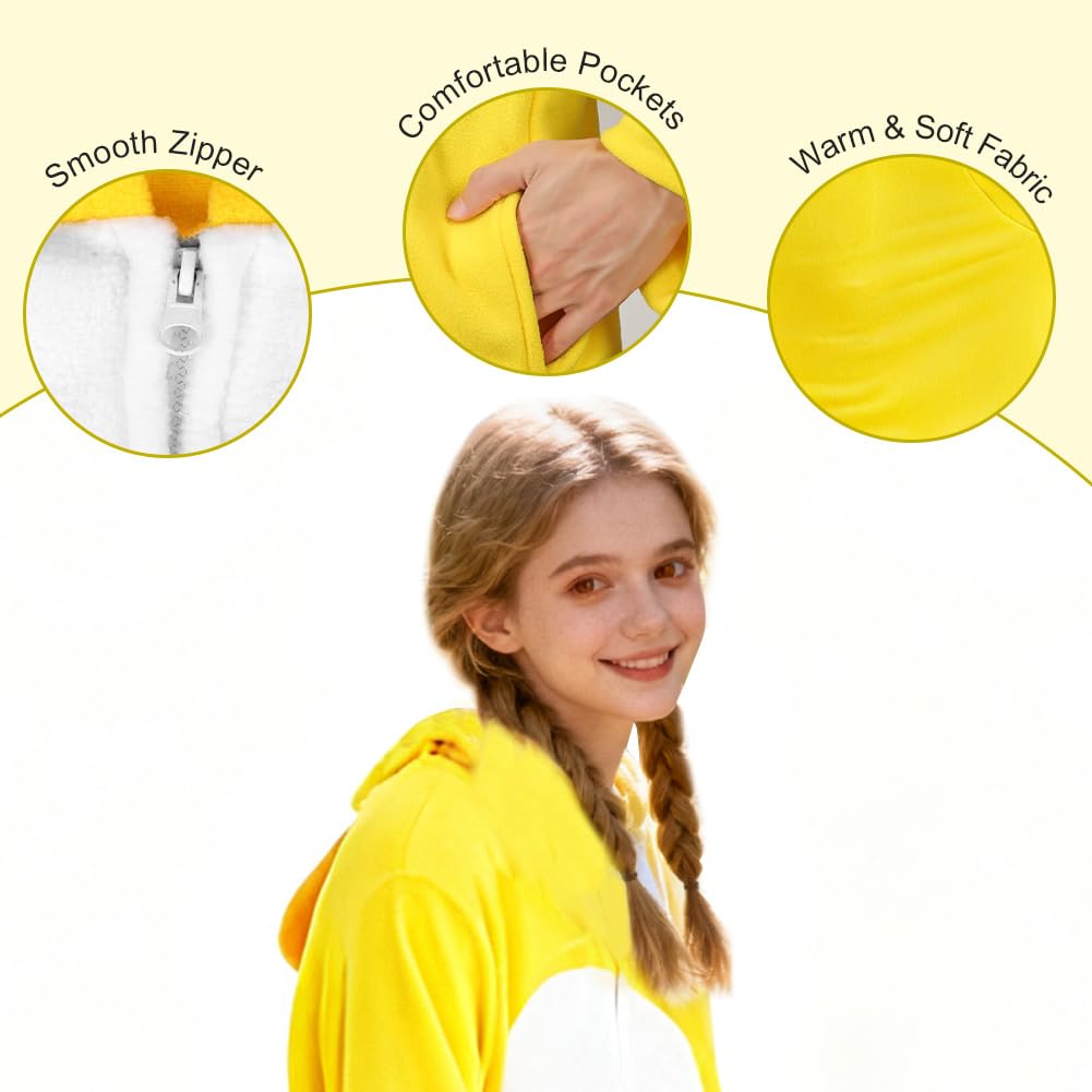 flintronic Unisex zwierzęcy kombinezon dla dorosłych, piżama dla dorosłych, bielizna nocna na Halloween, Boże Narodzenie, cosplay, przyjęcie, kostium, z kapturem, odzież domowa