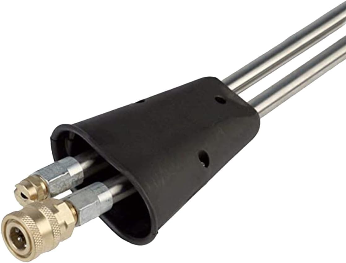 CANPUMP Doble varita y pistola de acero inoxidable de 40 pulgadas, ventilada, 5000 PSI, agarre moldeado de doble lanza para lavadora a presión eléctrica