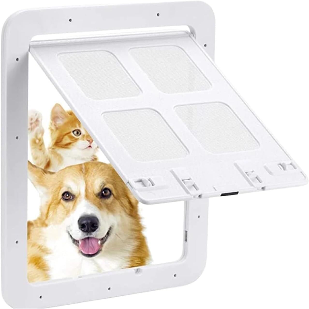 JvFbjLF Lockable Sliding Magnetic Screen Door For Pets That Closes Automatically(White)