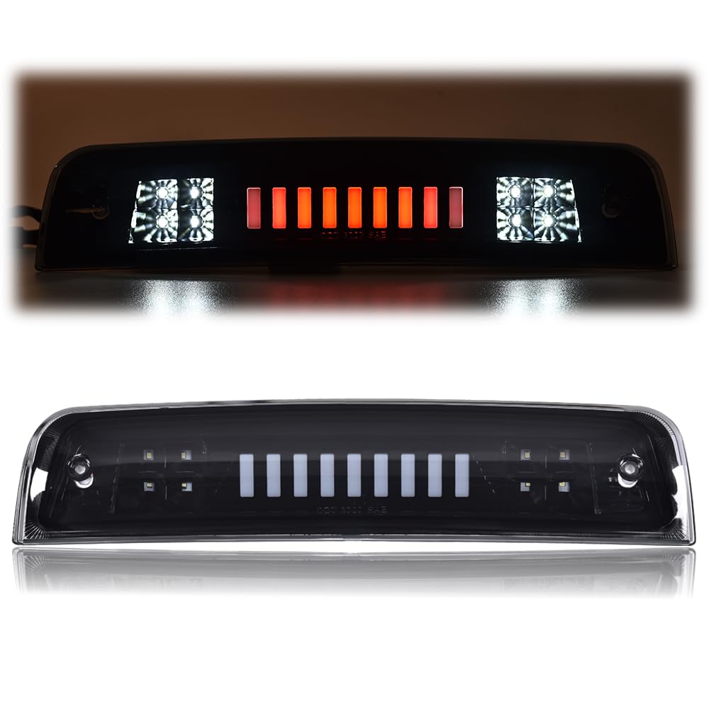 CNNELL Brake Lights Type I Compatible with 2009 2010 Dodge Ram 1500/2010 Ram 2500 3500/2011-2017 Ram 1500 2500 3500 Truck [3D LED BAR] Tail Brake Cargo Lamp(Smoky lens Black Bottoms)