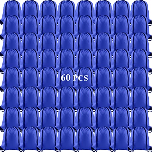 Image of KUUQA 60Pcs Blue Drawstring Backpack Bag Sack Drawstring Bags Bulk String Bags Storage Bags for Sport Gym Traveling