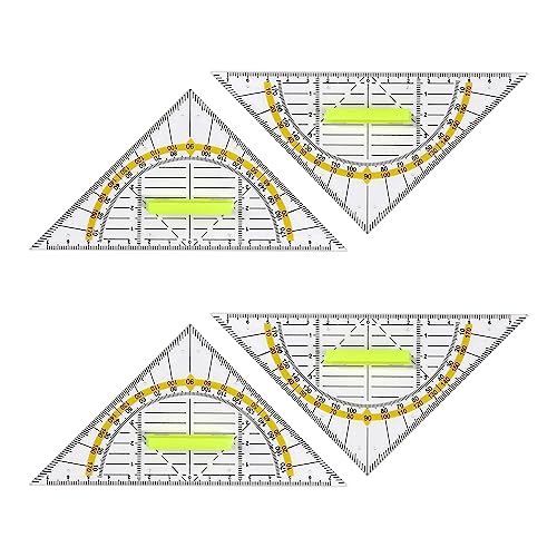 qingmeng Geodreieck mit Griff, 4 Stk Geodreieck Klein Flexibel Set, Geodreieck aus Kunststoff 14cm Lineal Geo Dreieck Schule 2 Funktionen Geometrie Dreieck für Studenten Technisches Zeichnen