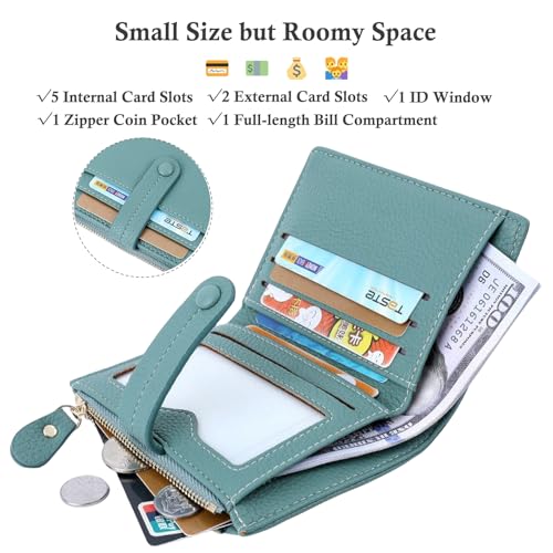 Small Wallet for Women Slim Bifold Credit Card Holder RFID Blocking Double Zipper Coin Pocket Ladies Wallet Purse2