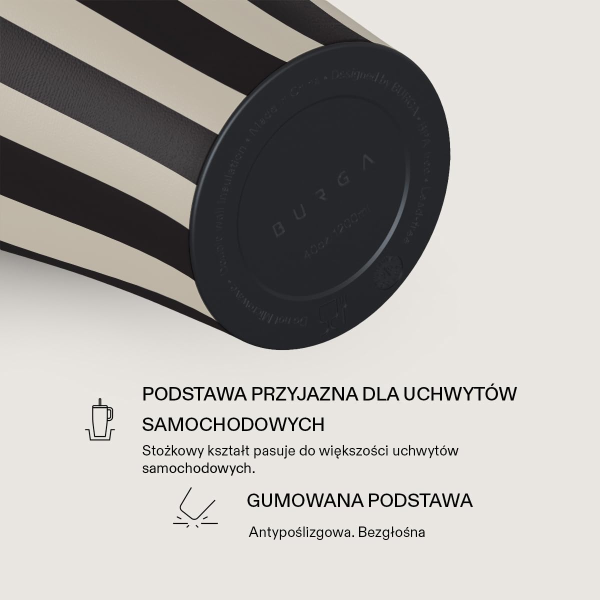 Burga Kubek 1,2 L z Uchwytem i Słomką – Szczelny Kubek Termiczny, utrzymuje napoje gorące przez 12 h i zimne przez cały dzień, kompatybilny z uchwytami na kubki, kubek podróżny ze stali nierdzewnej
