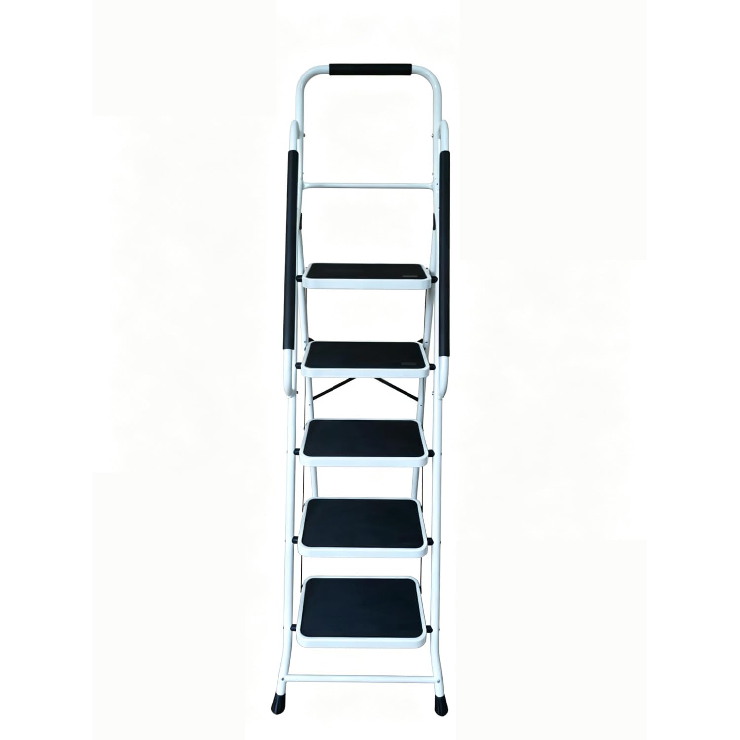 Escabeau avec Main Courante BM TOOLS BMT-ESC-5-MC-RENFORT, 5 marches - Échelle Multi-Usage Intérieur/Extérieur, avec Renfort