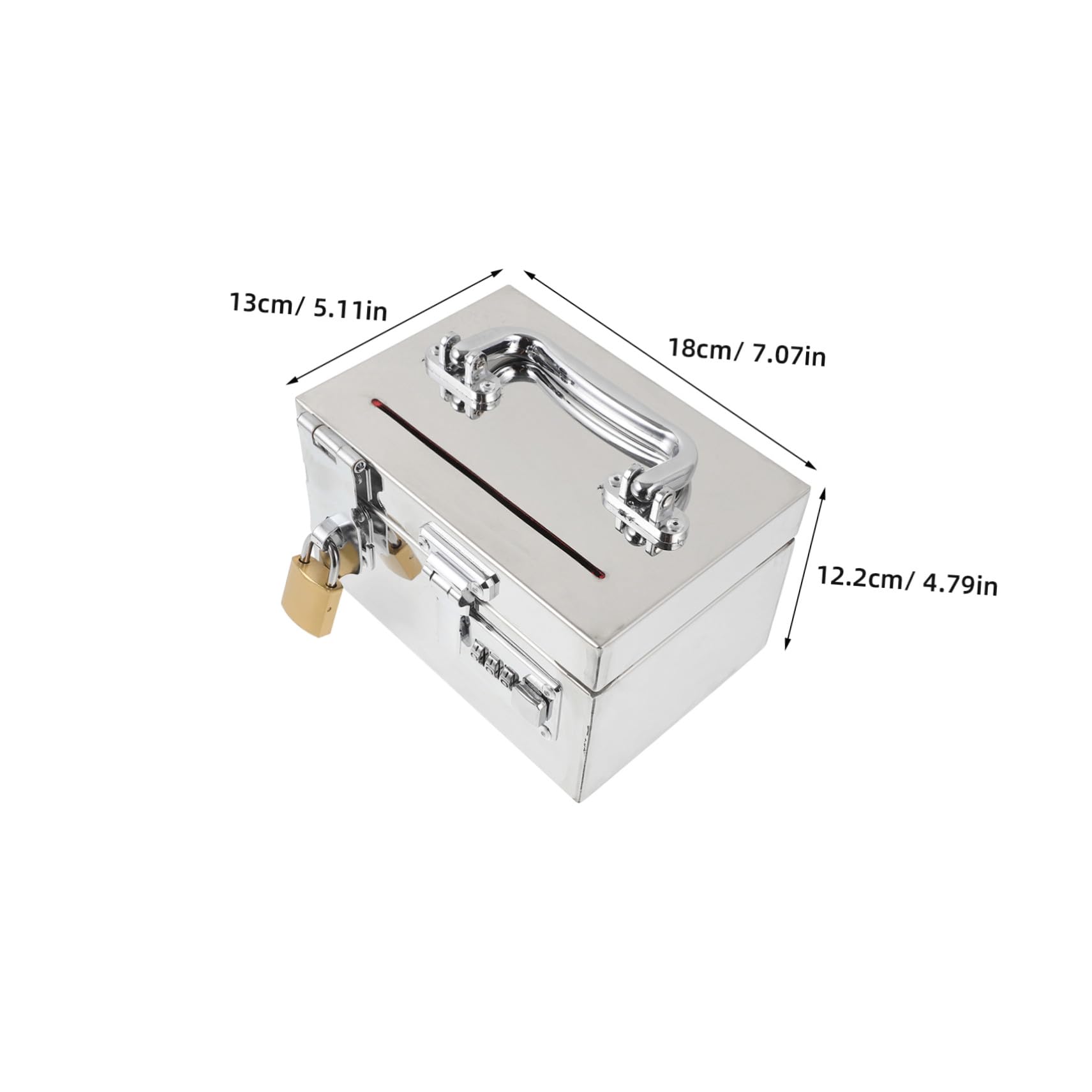 Boîte à Monnaie et Grosse Capacité avec Double Protection Argenté en Acier Inoxydable Tirelire Multifonctionnelle Sécurisée pour Maison et Bureau
