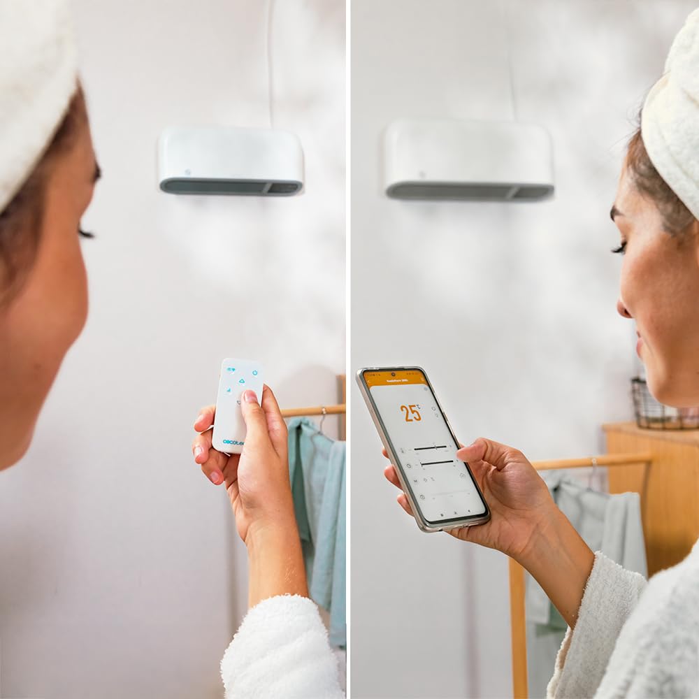 Cecotec Scaldabagno Ceramico ReadyWarm 2000 Max Box Ceramic Connected. 2000 W, Display LED, Termostato Regolabile, Controllo via Wifi, Protezione IP22, Timer, Protezione da Surriscaldamento