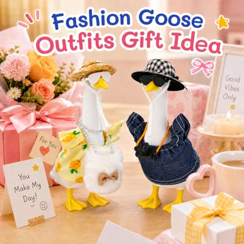 16 Pcs 7 Inch Desk Goose Outfit Fashion Shirt Hat Glasses Set（No Goose） - image 5