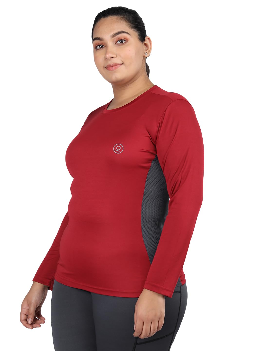 chkokko Women’s Plus Size Solid Quick Dry Round Neck Dry Fit Gym Sports Regular Fit T-Shirt with Breathable Side Mesh Panels for Workout and Fitness-picture-38